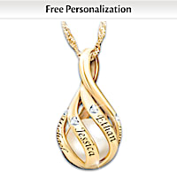 Family Pearl Of Wisdom Personalized Diamond Pendant Necklace