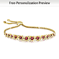 "A Dozen Rubies Of Love" Bolo Bracelet With Your 2 Names