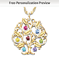 Birthstone Family Of Love Personalized Pendant Necklace