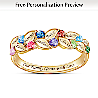 "Our Family Of Joy" Personalized Crystal Birthstone Ring