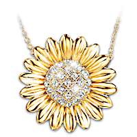 Sunflower Of Solidarity 18K Gold-Plated Pendant Necklace Adorned With ...
