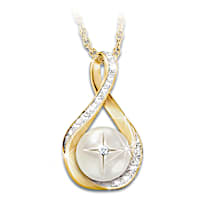 9-Diamond God's Pearl Of Wisdom Pendant Necklace