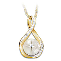 Religious Mother-Of-Pearl And Diamond Infinity Necklace