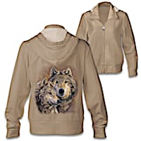 "The Bond" Women's Hoodie With Wolf Art By Lucie Bilodeau