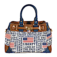 "All American" Faux Leather Fashion Handbag With Flag Charm