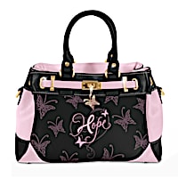 Breast Cancer Awareness Handbag With Butterfly Charm