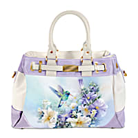 Lena Liu Hummingbird Art Fashion Handbag With Golden Plaque
