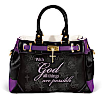 "With God, All Things Are Possible" Handbag With Cross Charm