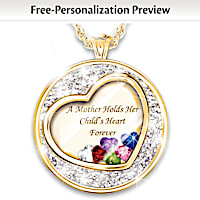 Mother Holds Her Child's Heart Personalized Pendant Necklace