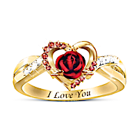 "Forever Yours" Ruby And White Topaz Rose Ring