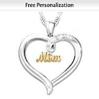 "Sweetest Name For Love" Personalized Diamond Family Pendant