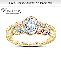 "Our Family Grows With Love" Crystal Birthstone Ring