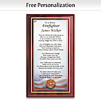 "To A Brave Firefighter" Personalized Wooden Wall Plaque