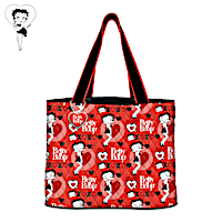 Betty Boop "Hugs & Kisses" Quilted Tote Bag With Heart Charm