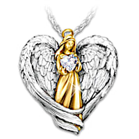 Genuine Topaz In The Arms Of An Angel Pendant Necklace