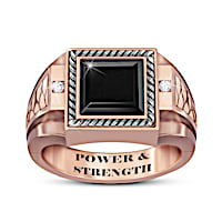 "Power And Strength" Men's Copper And Black Onyx Ring