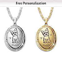 Gold-Tone Or Silver-Tone Dog Locket Necklace With Pet's Name