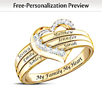 "My Family, My Heart" Diamond Ring With Engraved Names