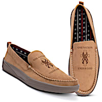 "One Nation Under God" Men's Faux Suede Moccasins