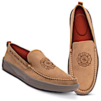 "Firefighter's Honor" Men's Faux Suede Slip-On Moccasins