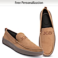 Faux Suede Men's Moccasins Personalized With Your Initials