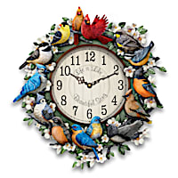 Sculptural Clock With 12 Songbird Melodies Sings Hourly