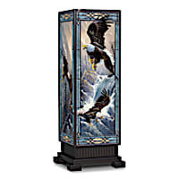 Ted Blaylock Rectangular Stained-Glass Eagle Art Lamp