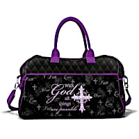 With God All Things Are Possible Quilted Weekender Bag