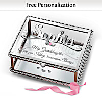 Personalized Mirrored Glass Keepsake Box For Granddaughters