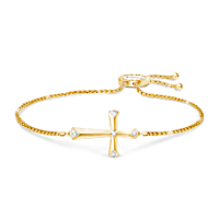 "Golden Blessing Of Faith" Diamond Cross Bolo Bracelet
