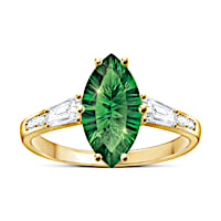 Helenite Rings Womens 18K Gold-Plated Ring Adorned With A Green Helenite Center Stone ...