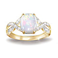 "Golden Elegance" 1.6-Carat Australian Opal And Diamond Ring