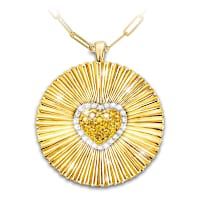 14 Genuine Sunshine Yellow Diamonds Necklace For Daughter