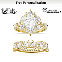 Bob Mackie Personalized Engagement Ring And Wedding Band Set