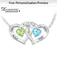 Heart To Heart Personalized Birthstone Necklace With 2 Names