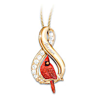 Sculpted Cardinal & Genuine Topaz Always Pendant Necklace