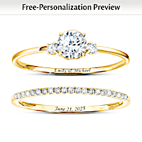 7/8-Carat Diamond Genuine Love Personalized Wedding Ring Set