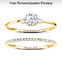 His And Hers Personalized 10K Gold Diamond Wedding Ring Set