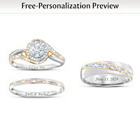 119-Diamond Wrapped In Love Personalized Wedding Ring Set