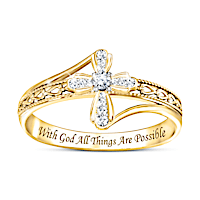 "Heavenly Grace" Genuine Diamond Cross Ring