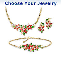 Poinsettia Christmas Bloom Jewelry Set