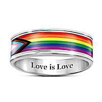 "Love Is Love" Spinning Progress Pride Flag Ring