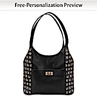 Personalized Black Shoulder Bag With Your Initials