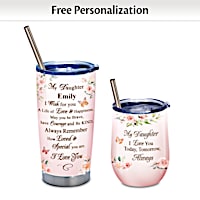 Daughter, I Love You Personalized Drinkware Set