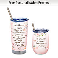 Insulated Tumbler Set With Sweet Sentiment & Daughter's Name