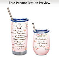 Granddaughter, I Love You Personalized Drinkware Set