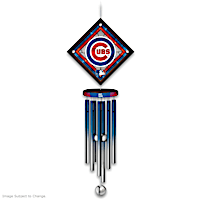 Cubs Indoor/Outdoor Wind Chime With Logo On Glass