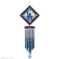 Dodgers Indoor/Outdoor Wind Chime With Logo On Glass