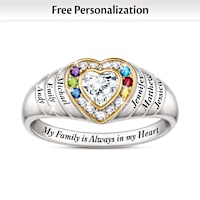 Genuine Birthstone Heart Of My Heart Personalized Ring