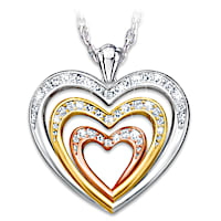 "Connected By Love" Heart-Shaped Topaz Pendant Necklace